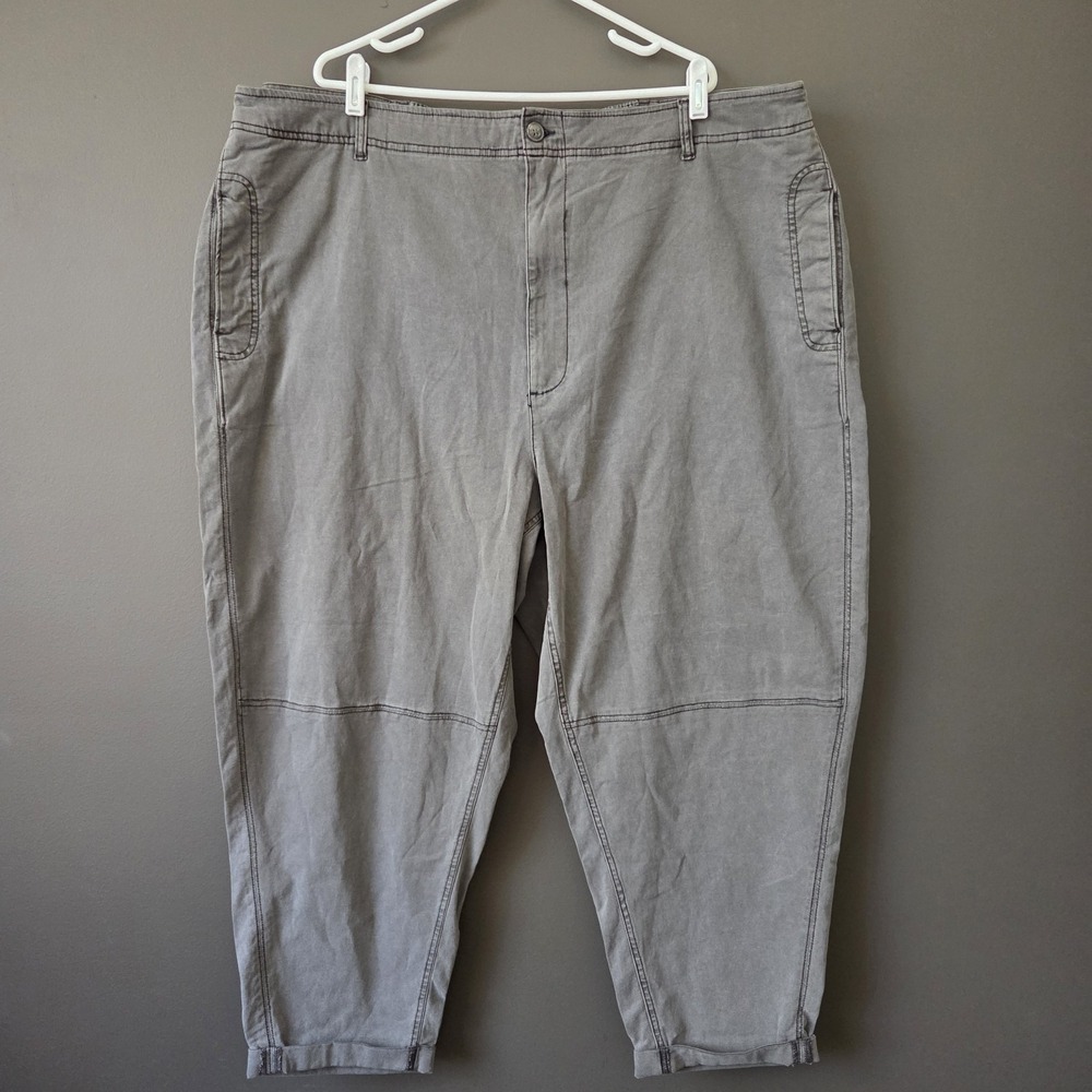 NWT Old Navy Women's 4X Heritage Slouch Utility Pants Gray Cotton Stretch Waist‎